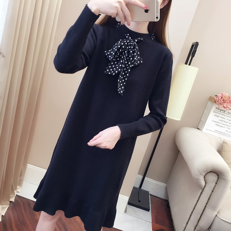 Κομψό γυναικείο φόρεμα σε τρία χρώματα με μακρύ μανίκι - μακρύ μανίκι