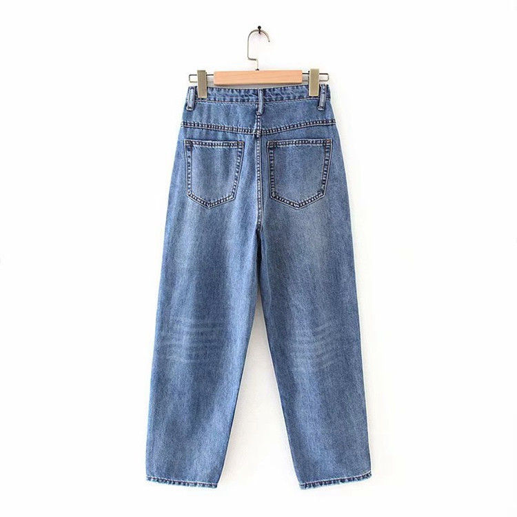 Blugi dama - model larg cu buzunare in albastru