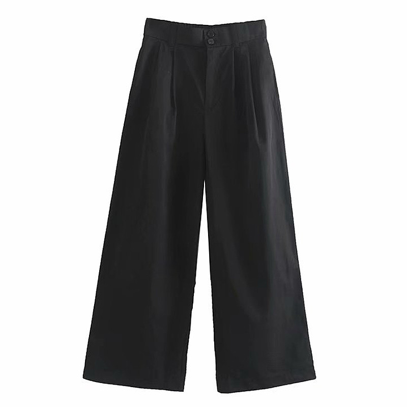 Pantaloni moderni de dama cu talie inalta in negru