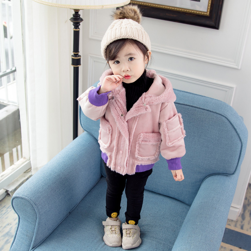 Μοντέρνο παιδικό ροζ  μπουφάν για τα κορίτσια