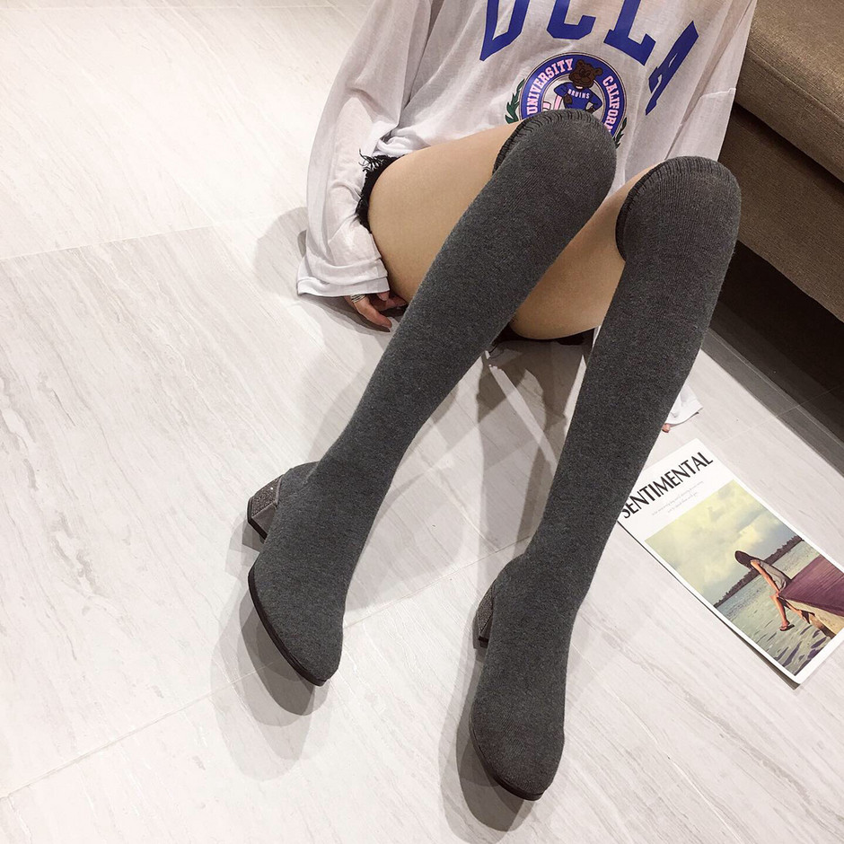 Cizme casual de damă, negru și gri