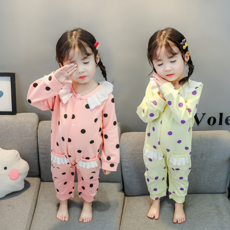 Детска пижама за момичета в жълт и розов цвят с копчета