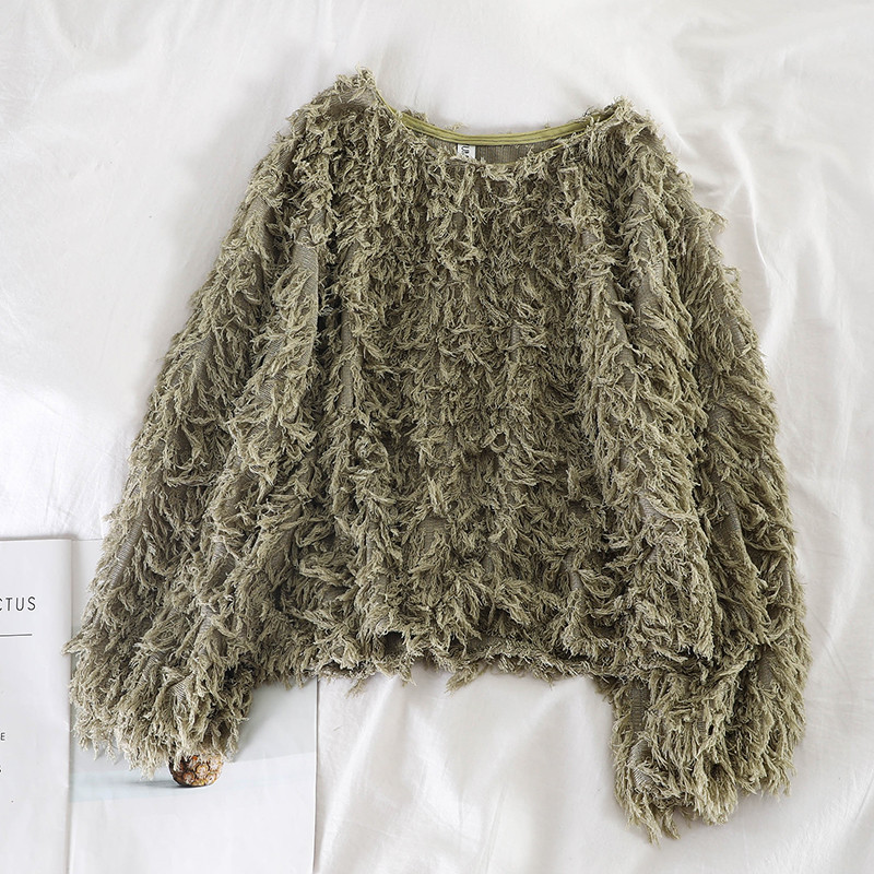 Pulover de dama modern in negru, verde si alb