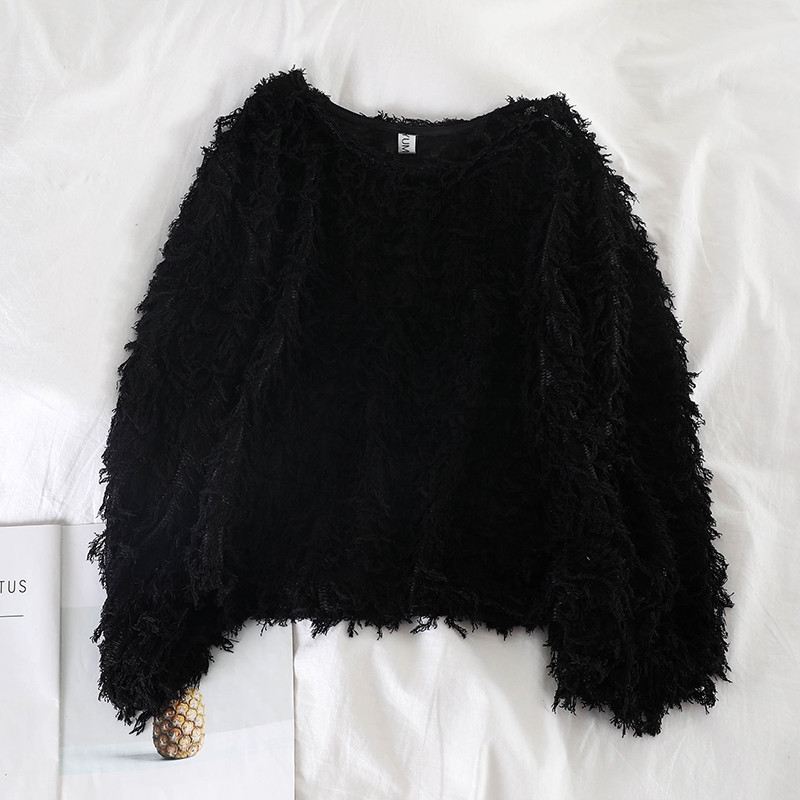 Pulover de dama modern in negru, verde si alb