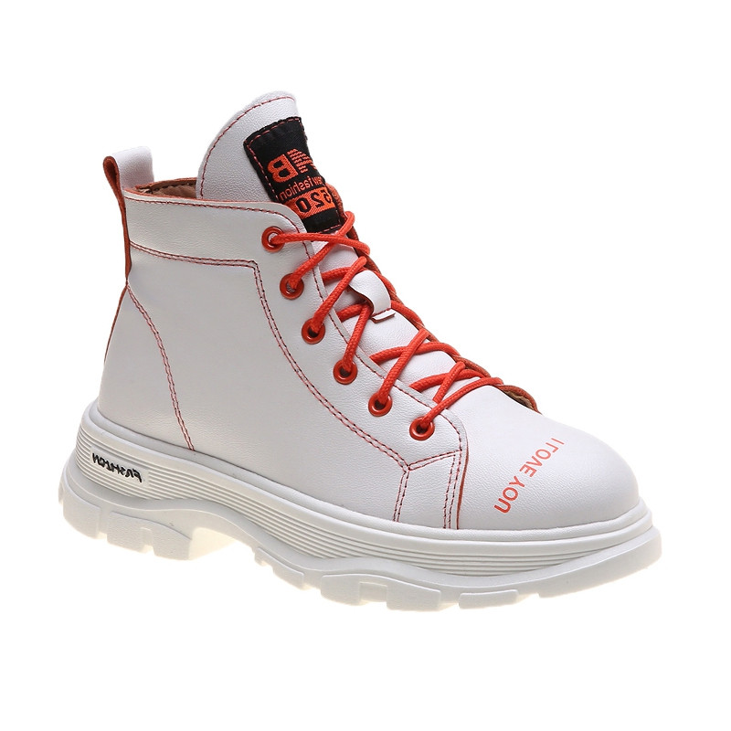 Ghete de dama moderne cu sireturi in alb