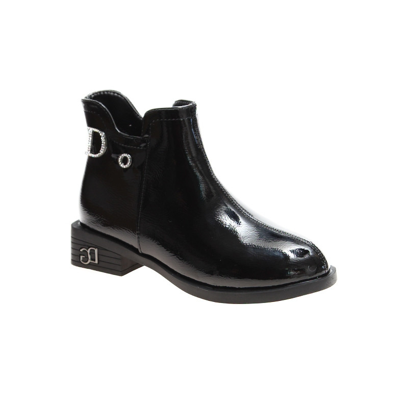 Pantofi casual eleganti din piele ecologica cu fermoar in negru si bej