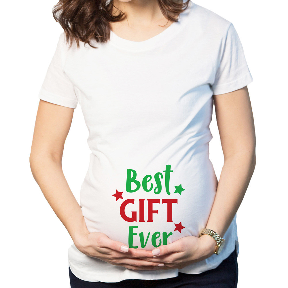 Ежедневна тениска за бременни жени с цветен надпис 
