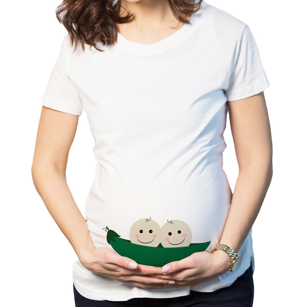 Дамска тениска за бременни с цветна апликация на корема 