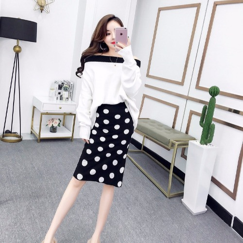 Set de bluza si fusta de dama in doua culori