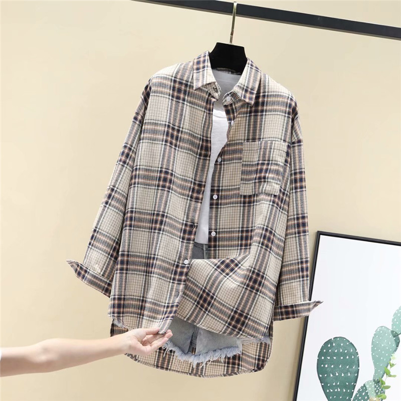 Camasa dama in carouri model nou cu buzunar in mai multe culori