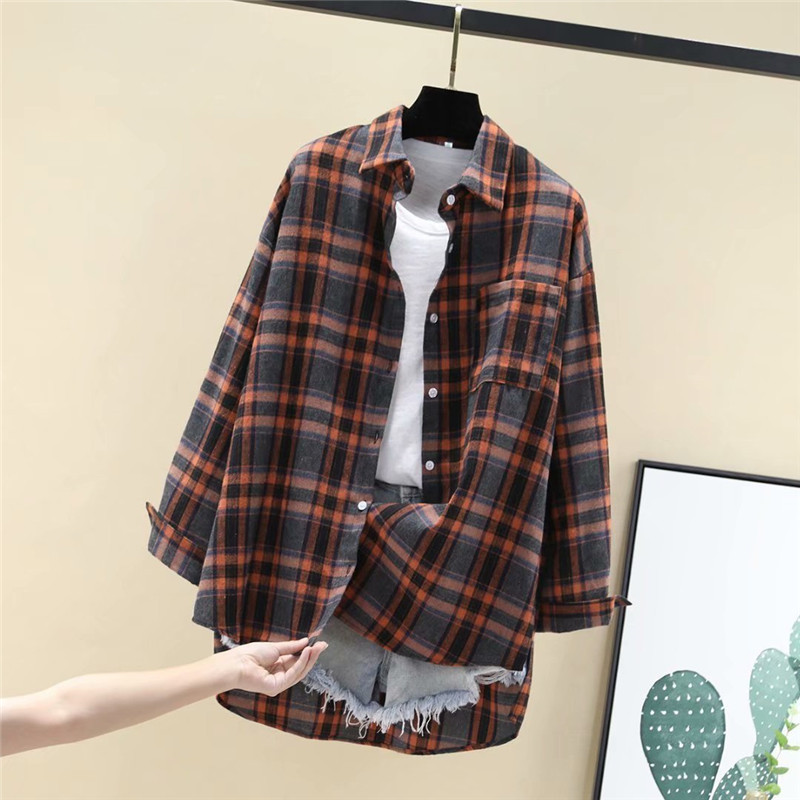 Camasa dama in carouri model nou cu buzunar in mai multe culori