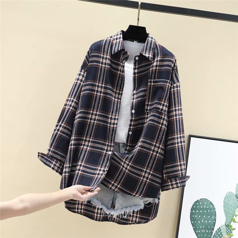 Camasa dama in carouri model nou cu buzunar in mai multe culori