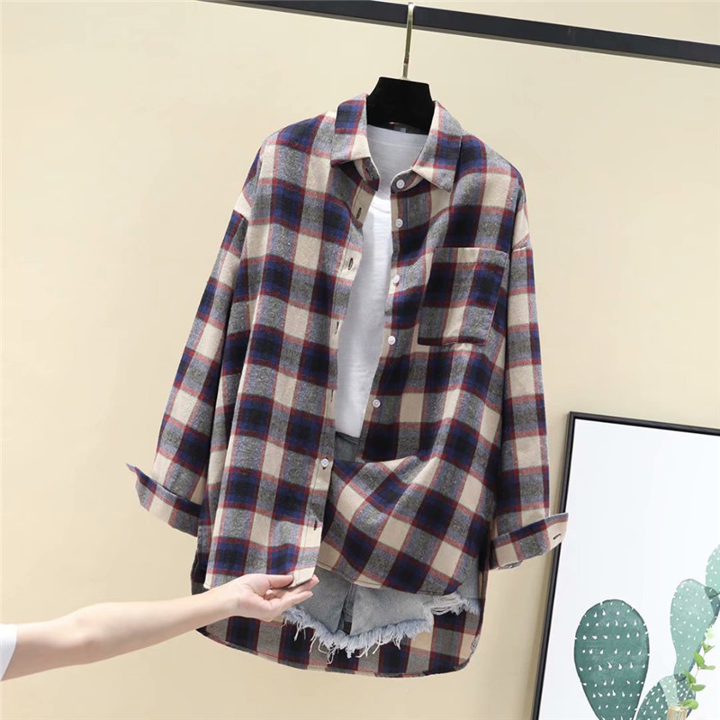 Camasa dama in carouri model nou cu buzunar in mai multe culori