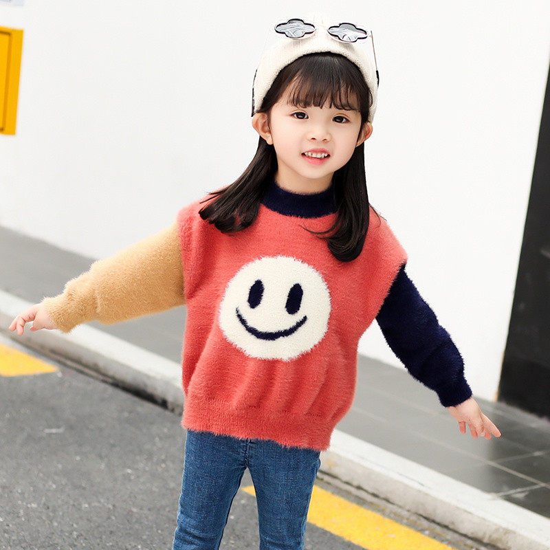 Gyermek pulóver új modellje O-nyakú lányoknak