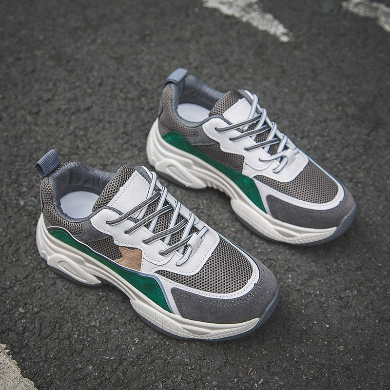 Ежедневни дамски маратонки в бежов и зелен цвят с връзки 