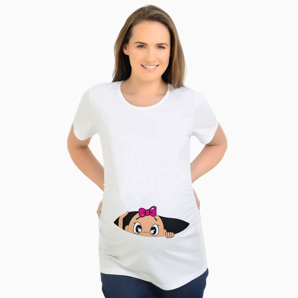 Γυναικείο μπλουζάκι για έγκυες γυναίκες με πολύχρωμη εφαρμογή 