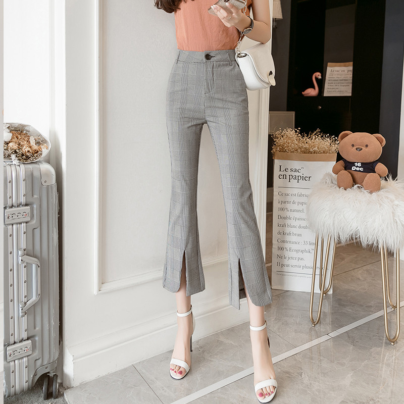 Pantaloni de damă în carouri de ultimă generație de culoare gri