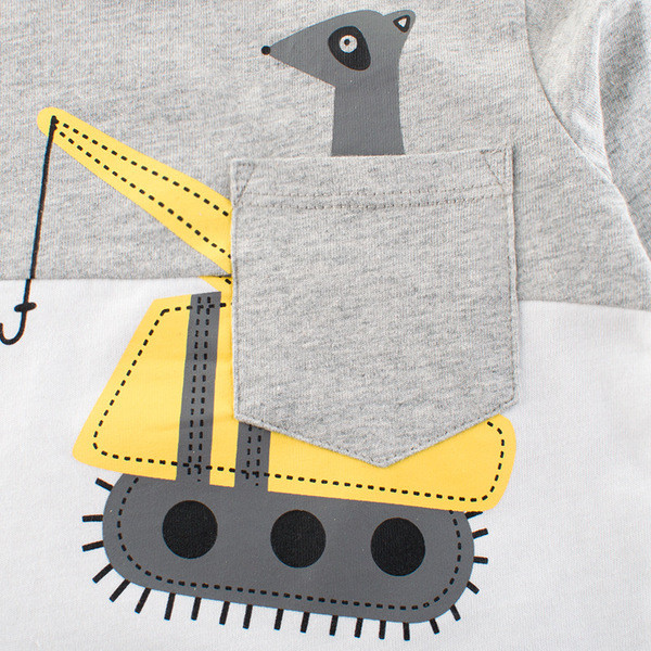 Παιδική μπλούζα σε γκρι χρώμα με εφαρμογή και τσέπη για αγόρια