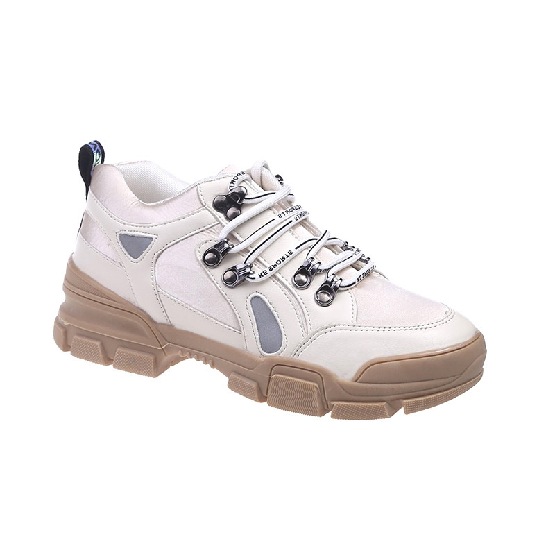 Pantofi casual de dama moderni cu sireturi in doua culori cu talpa plata