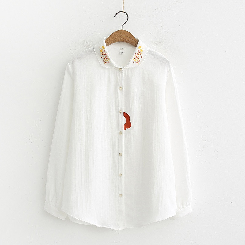 Camasa de dama modern model nou cu broderie in alb