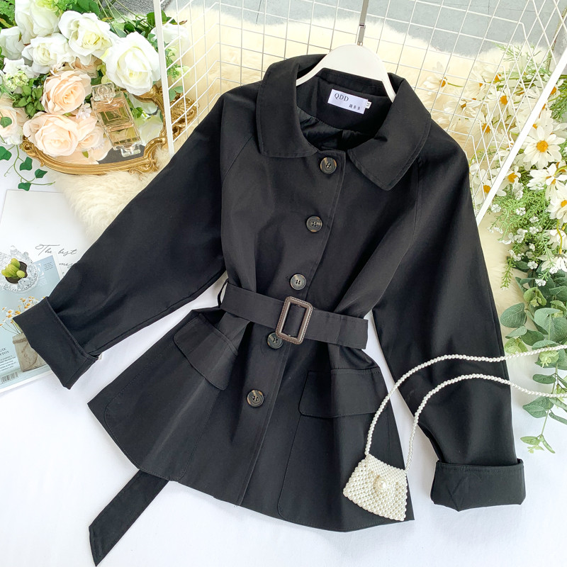 Geaca de dama de toamna cu nasturi si curea in mai multe culori