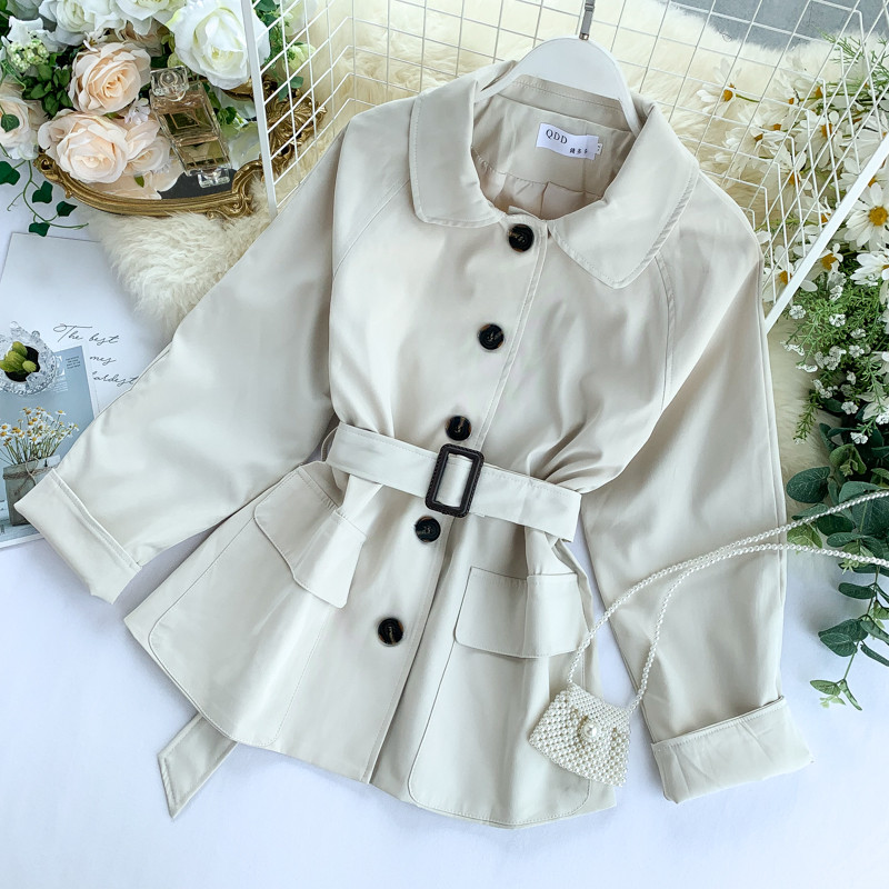 Geaca de dama de toamna cu nasturi si curea in mai multe culori