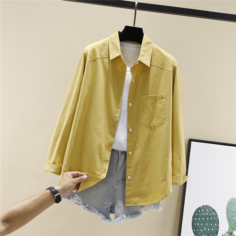 Κομψό γυναικείο πουκάμισο  με τσέπη και  μακρύ μανίκι - πολλά χρώματα