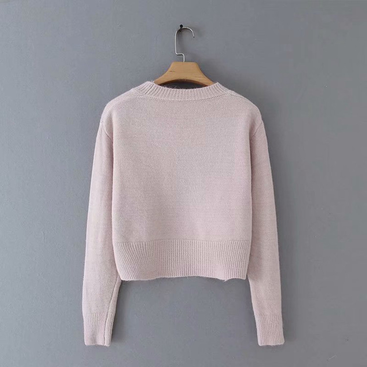 Pulover scurt de dama cu crapaturi si maneci lungi in doua culori