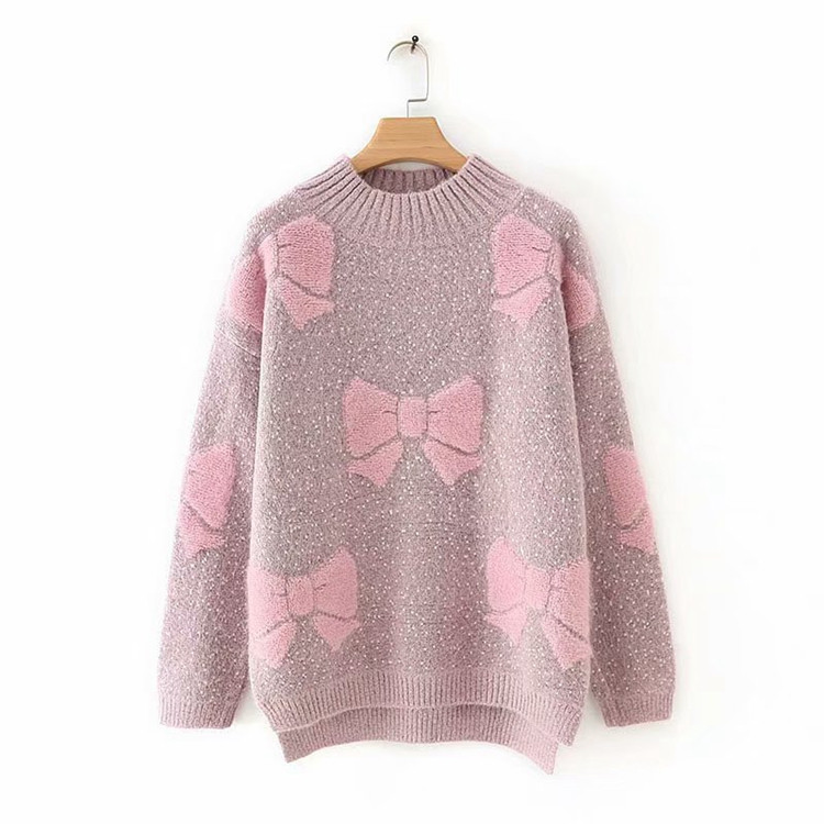 Pulover de dama cu aplicatie - panglica in trei culori