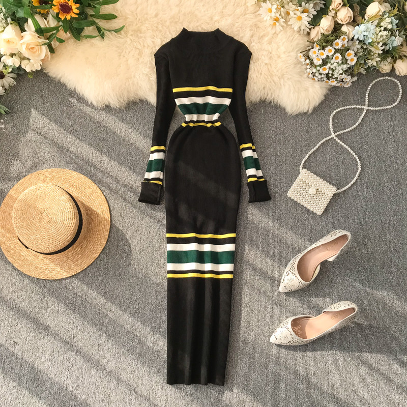 Rochie casual de dama cu maneci lungi in doua culori Model Slim