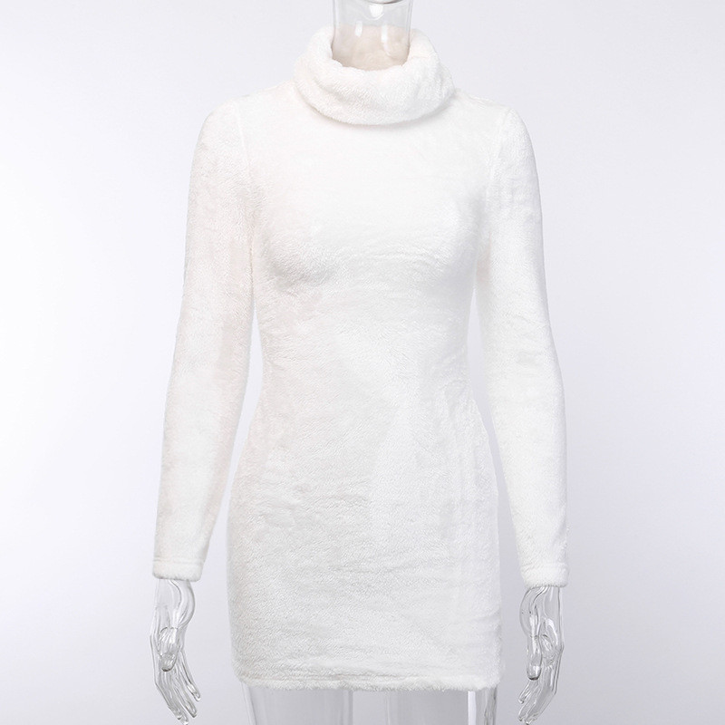 Rochie moderna de dama in alb si negru cu maneci lungi