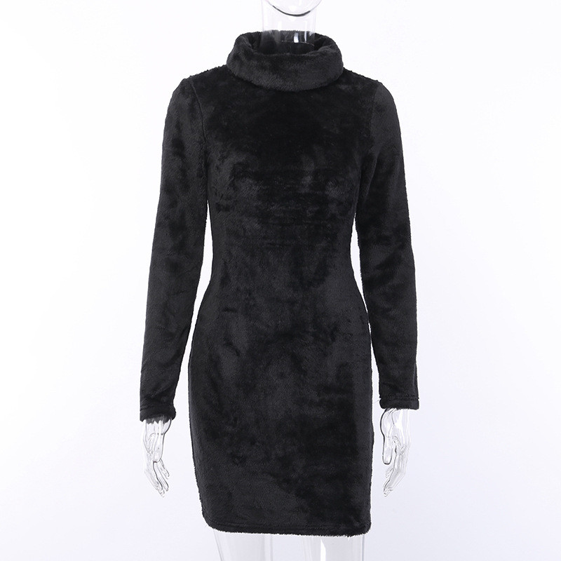 Rochie moderna de dama in alb si negru cu maneci lungi