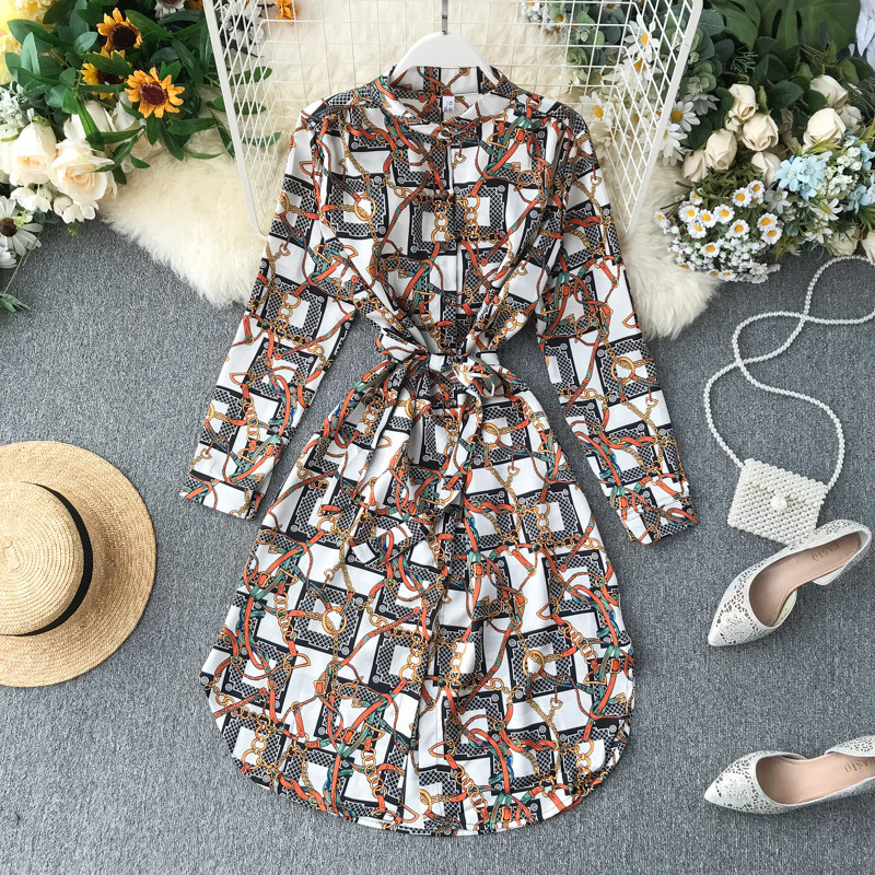 Rochie de dama casual tip camasa cu nasturi si cravate in mai multe culori