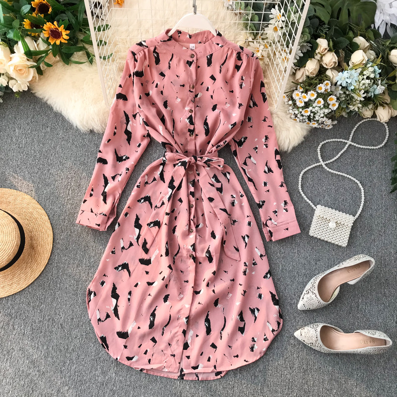 Rochie de dama casual tip camasa cu nasturi si cravate in mai multe culori