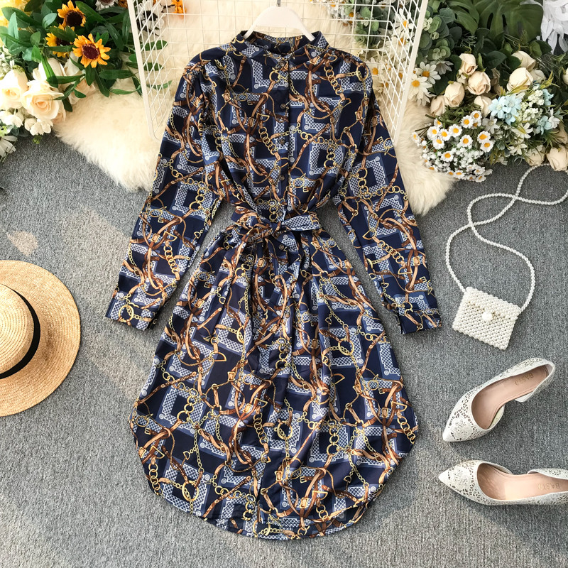 Rochie de dama casual tip camasa cu nasturi si cravate in mai multe culori