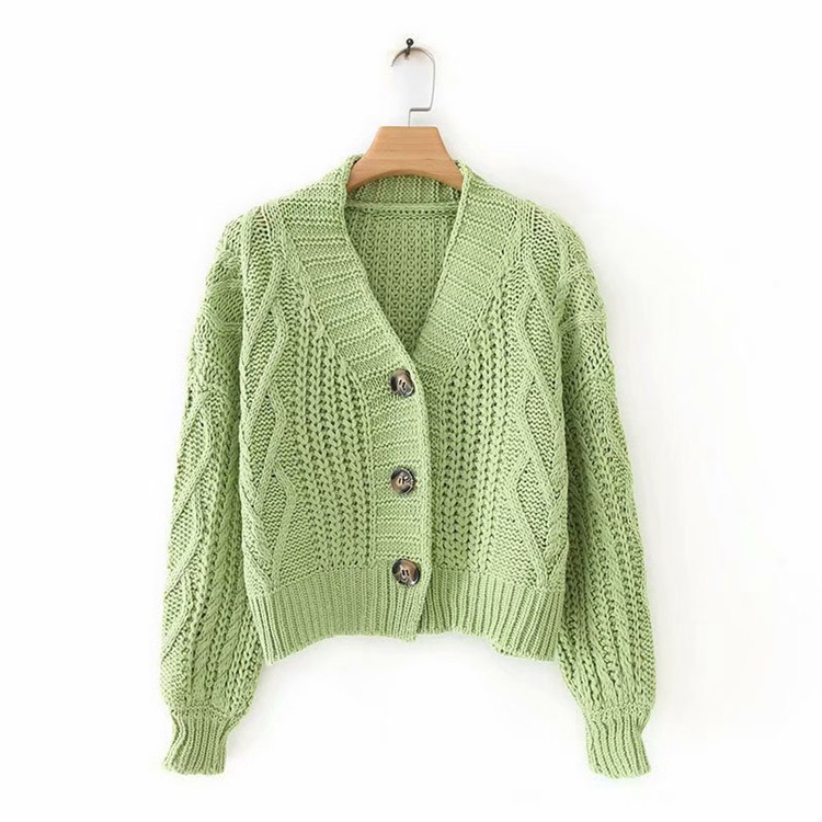 Rövid női mellény fehér és zöld színben, gombokkal