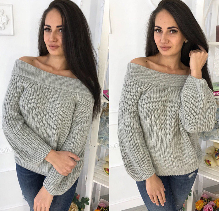 Μοντέρνο γυναικείο πουλόβερ με μανίκια πτώσης σε διάφορα χρώματα