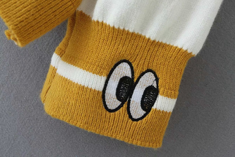 Γυναικέιο ριγέ πουλόβερ με κεντήματα