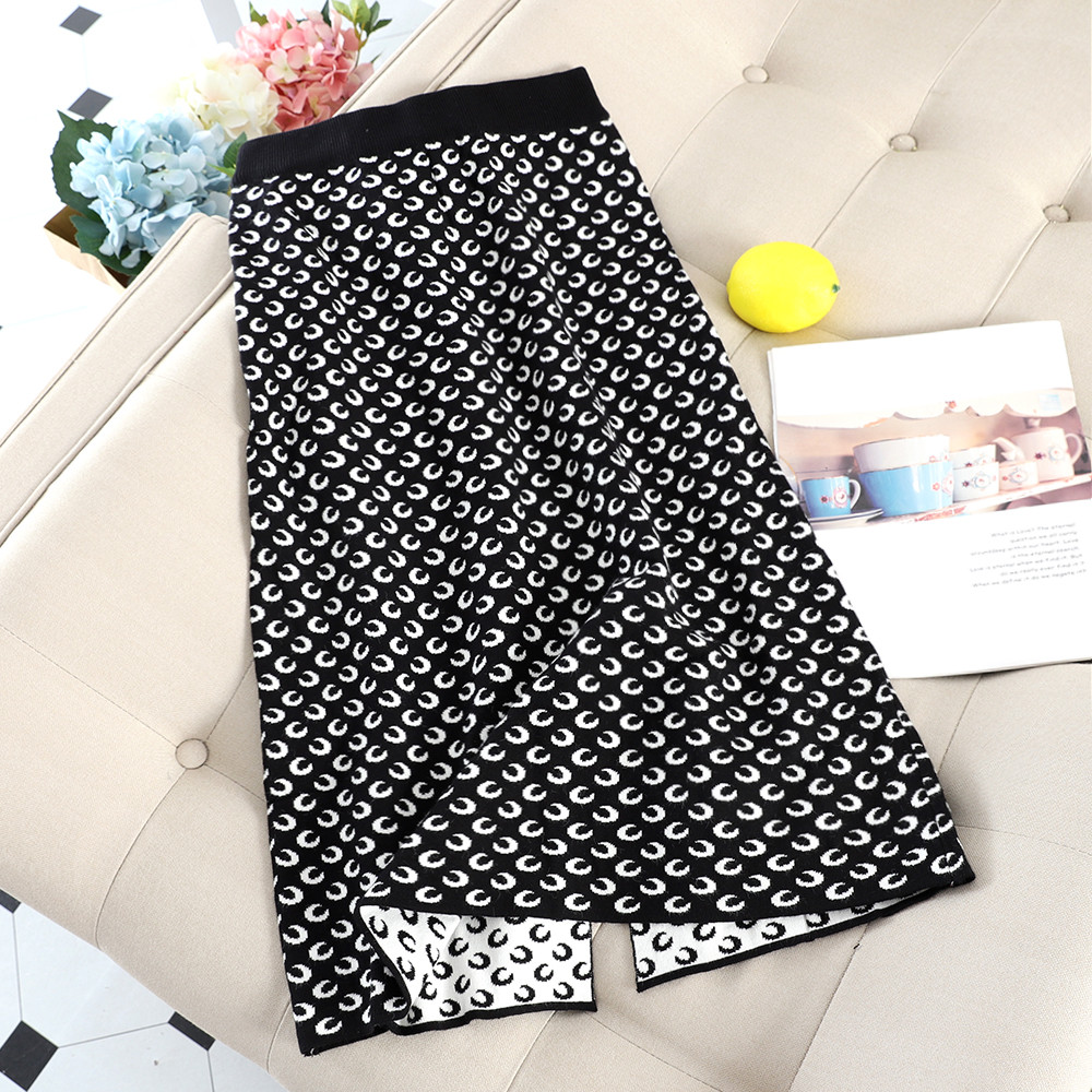 Alkalmi női kötött szoknya magas derékkal, három színben