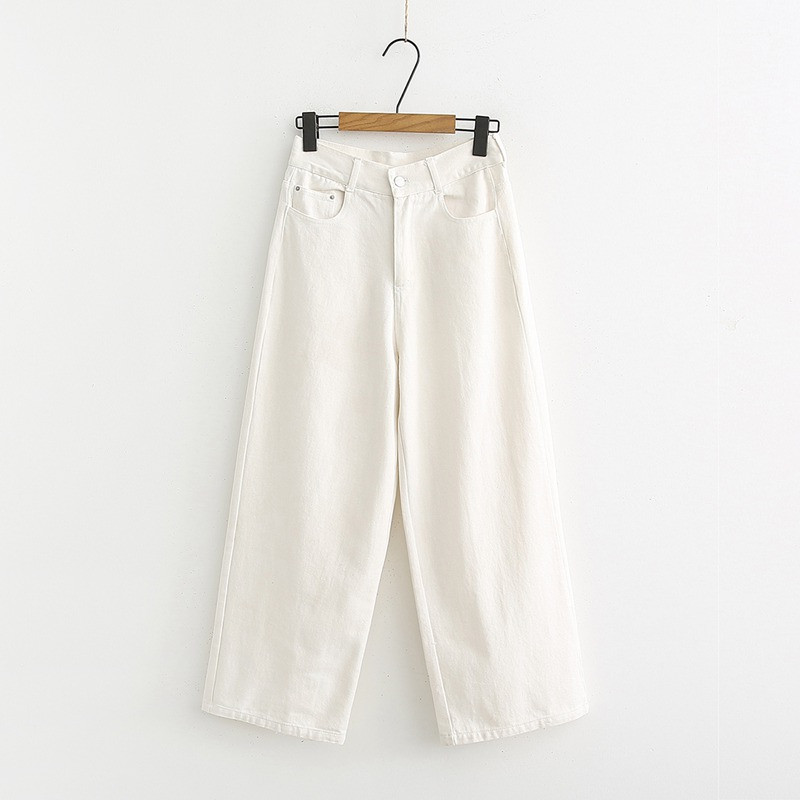 Blugi moderni de dama cu talie inalta in albastru, alb, negru si maro