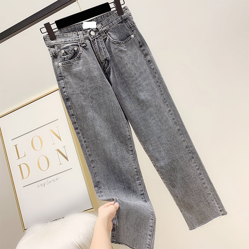 Női hosszú farmer, magas derékkal, szürke színben