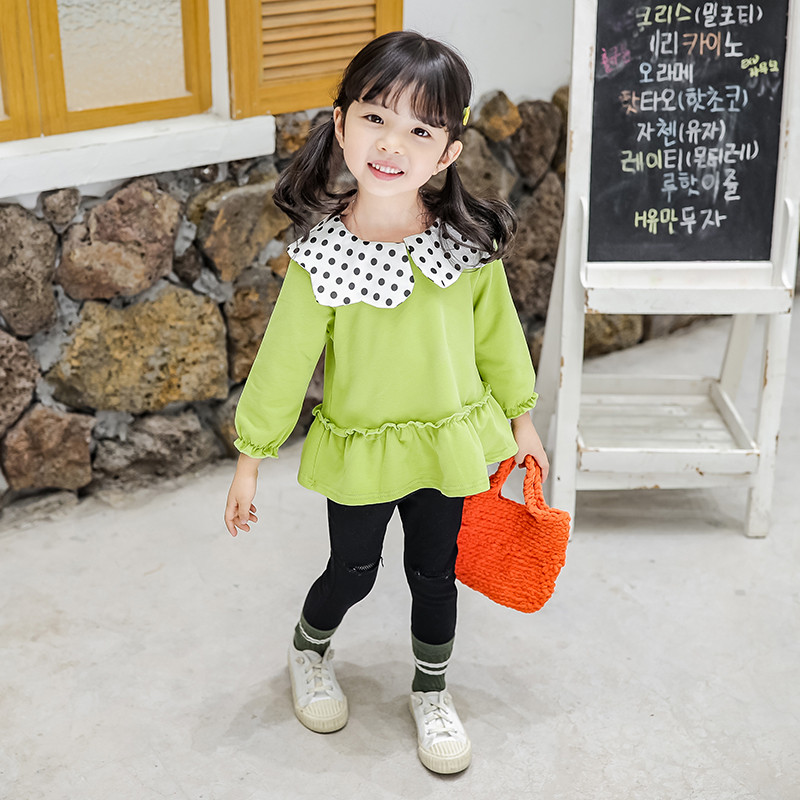 Σύγχρονη παιδική μπλούζα με κολάρο σε τρία χρώματα για κορίτσια