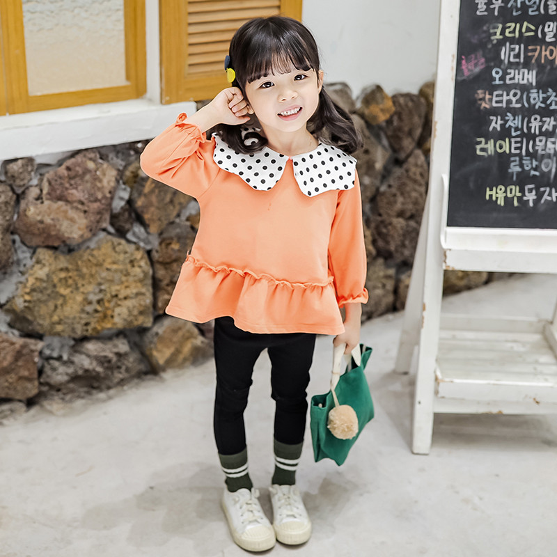 Σύγχρονη παιδική μπλούζα με κολάρο σε τρία χρώματα για κορίτσια