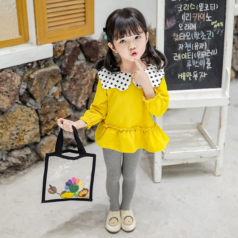 Σύγχρονη παιδική μπλούζα με κολάρο σε τρία χρώματα για κορίτσια