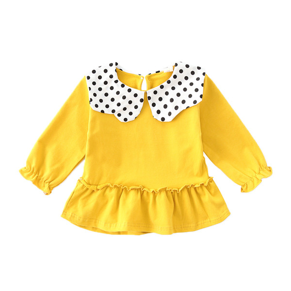 Модерна детска блуза с яка в три цвята-за момичета