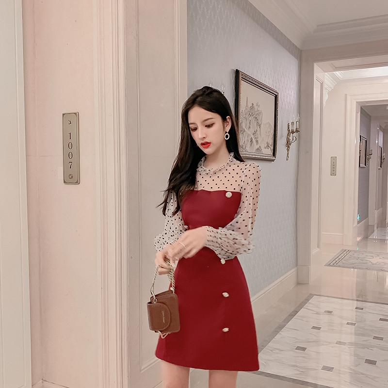 Μοντέρνο γυναικείο φόρεμα  σε τρία χρώματα με μακριά μανίκια