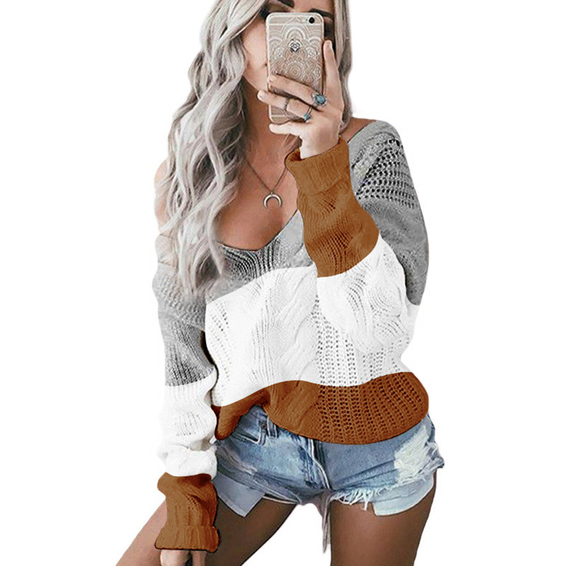 Pulover casual dama cu umerii goi in mai multe culori