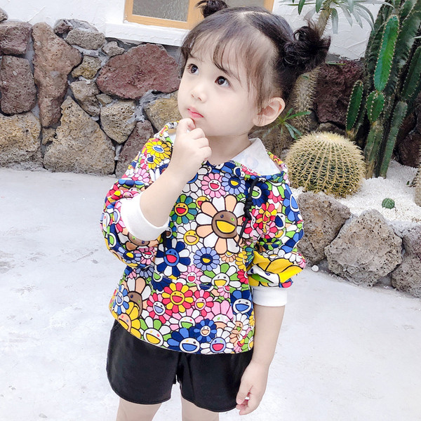 Детска цветна блуза с качулка и връзки за момичета