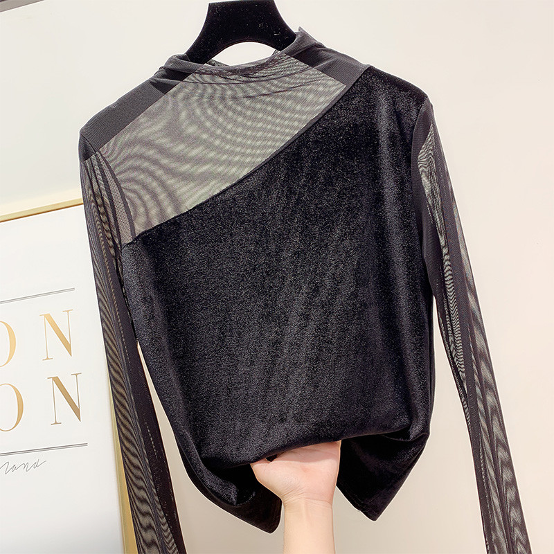 Bluză de damă din catifea și mâneci lungi în mai multe culori