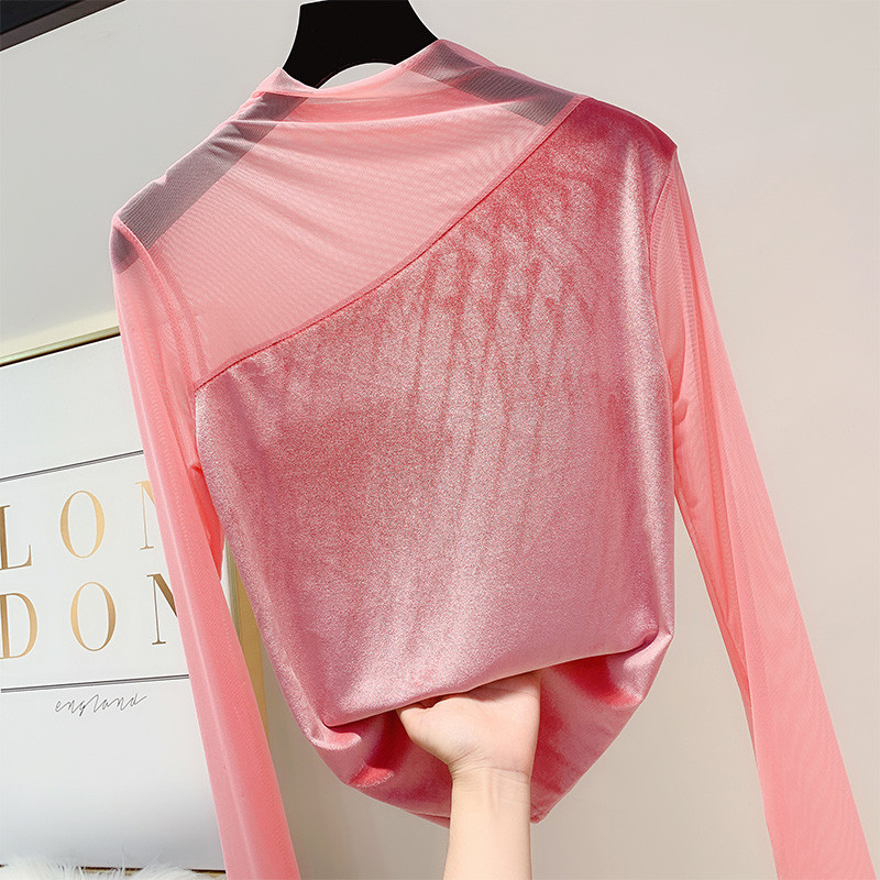 Bluză de damă din catifea și mâneci lungi în mai multe culori